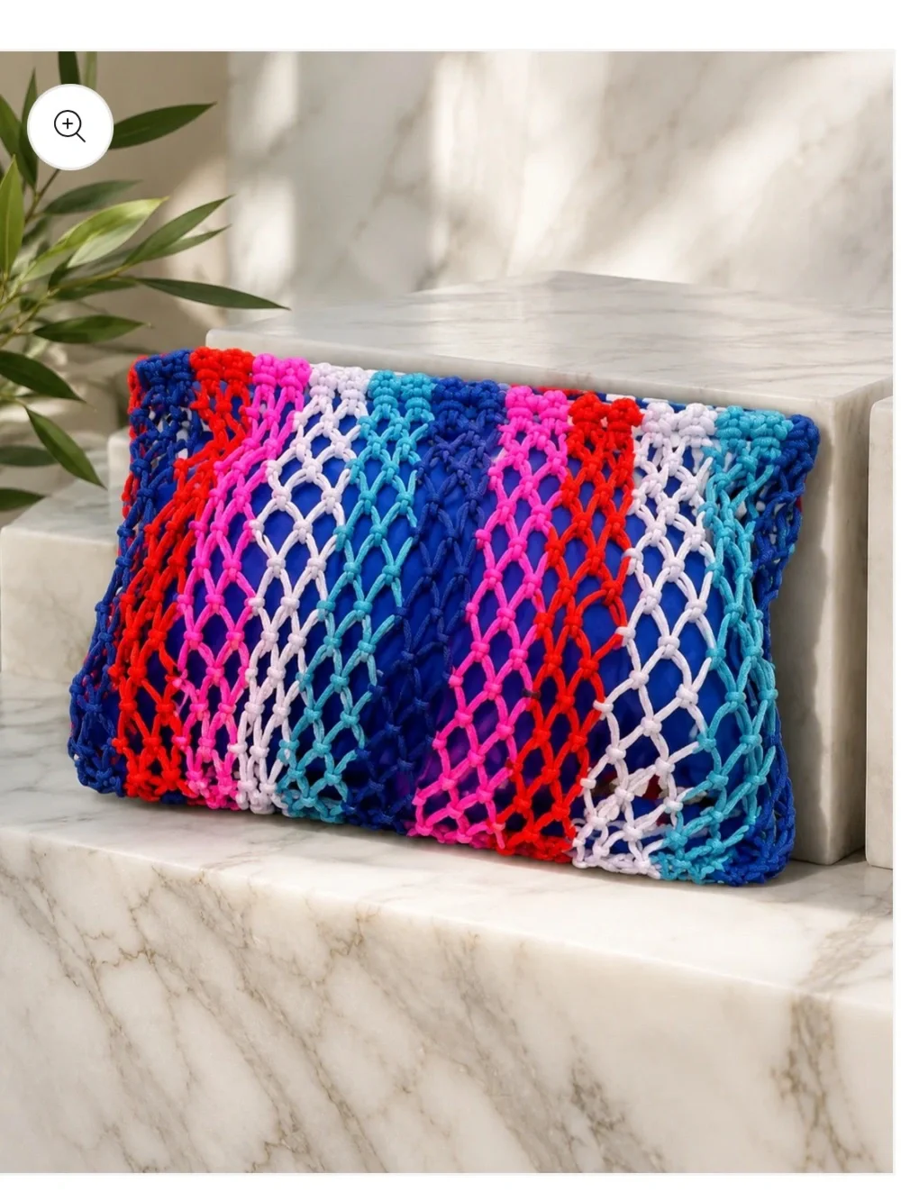 Fishnet Striped Zip Pouch - Multicolor